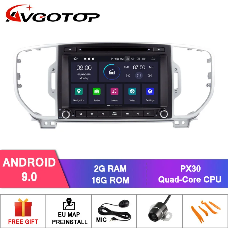 2GB 16GB RD5580 AVGOTOP Android 9,0 4 Гб+ 64 ГБ Автомобильный dvd-плеер для KIA SPORTAGE ips HD экран навигация - Цвет: 2GB 16GB RD5580