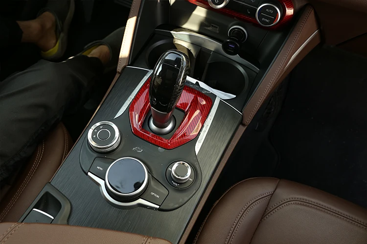 For Alfa Romeo Stelvio Giulia- Car Accessories Real Carbon Fiber Car Center Console Gear Shift Panel Cover Trim