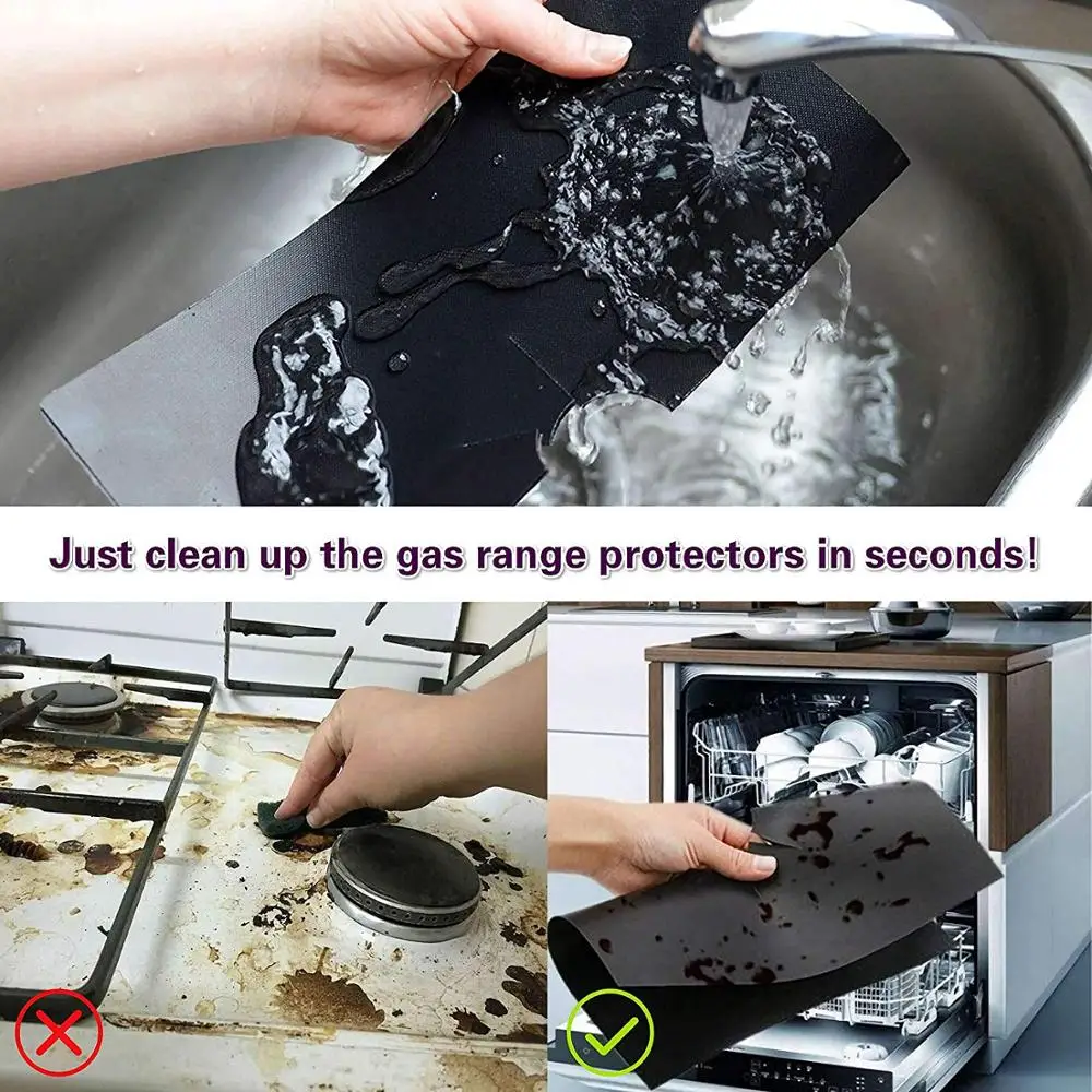 4pcs Gas Stove Protector Cover Liner Sheild Clean Mat Kitchen Gas Stovetop