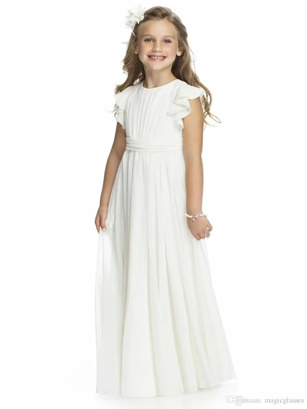 

Chiffon Long Floor Length For Weddings 2020 Custom vestido infantil festa Cheap First Communion Gown Flower Girls Dresses