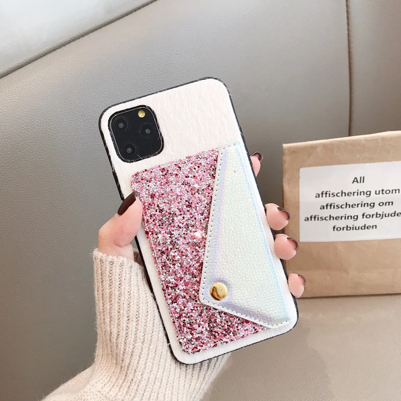 Case For iPhone 11 Pro Max Cover Korean Shiny Powder Flip Leather Card Slot Wallet Cover For iPhone X Xr Xs Max 7 8 6S Plus Case (1)