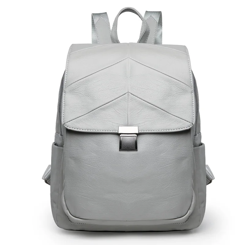 

New Fashion Lady Embroidered Large Cover Backpack Simple Soft Surface Middle School Student Bag