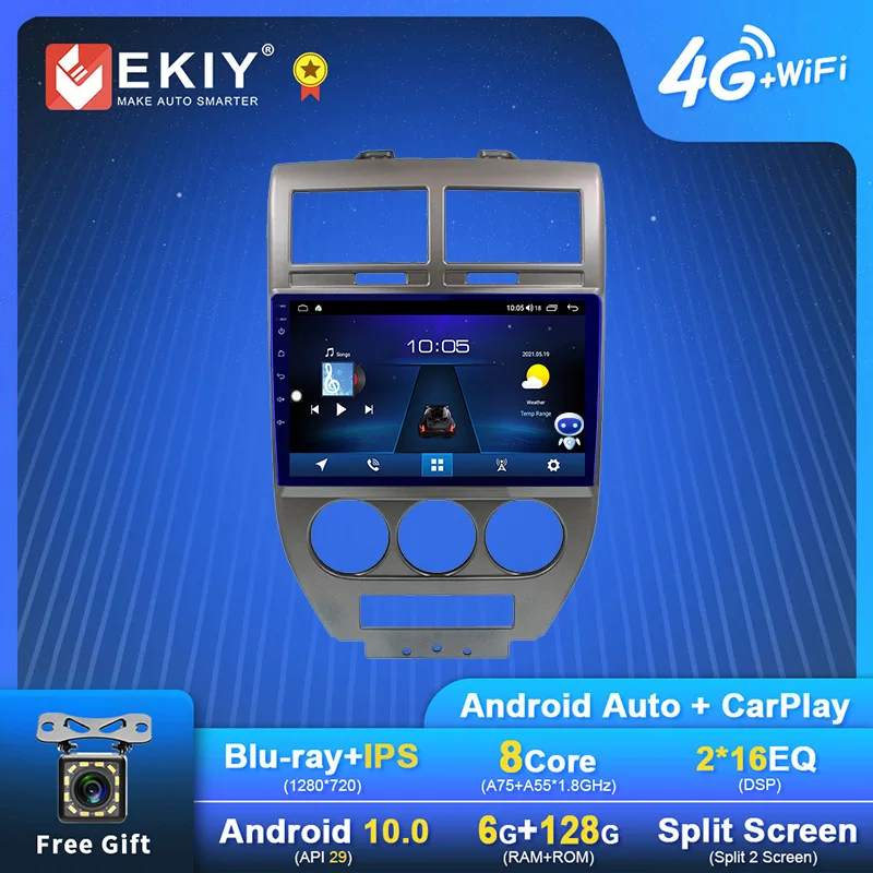 Автомагнитола EKIY на Android для Jeep Compass 1 MK 2006-2010 навигация GPS IPS DSP Carplay мультимедийный