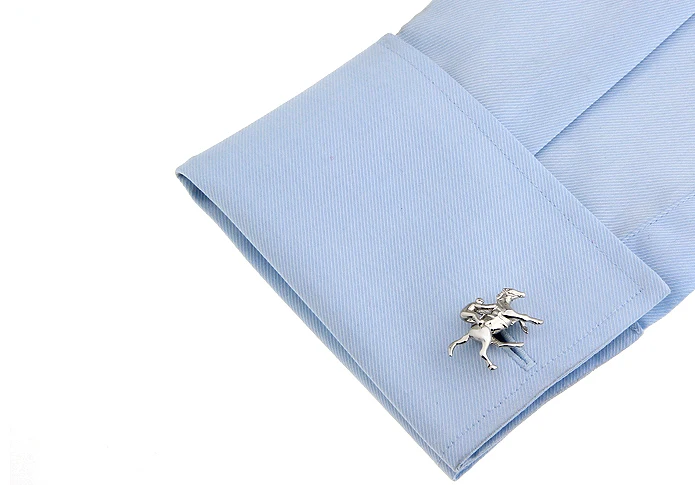 Men's Horse Racing Cuff Links Quality Copper Material Silver Color