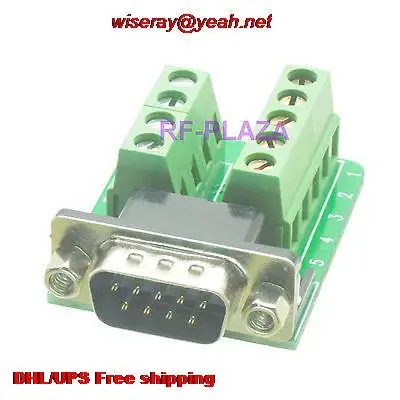 DHL/EUB 100 шт. DB9 D-sub Мужской RS232 9pin порт терминалы адаптер конвертер PCB Breakout 2 row-A6