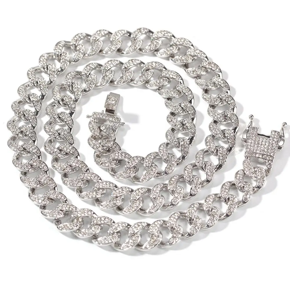 Золотой Серебряный цвет iced out bling cz Снаряженная звеньевая цепь Майами хип хоп
