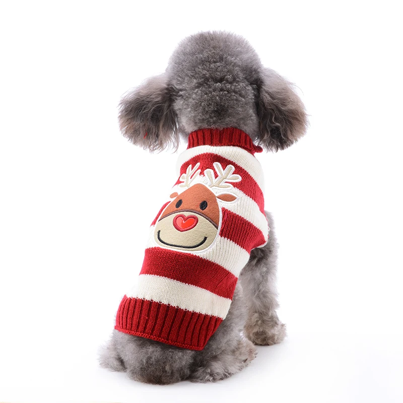 Зимний свитер для собаки жилет Рождественский лось Вязание кружевом «кроше» Джерси Кот свитер Одежда для домашних животных для щенков, чихуахуа Бульдог