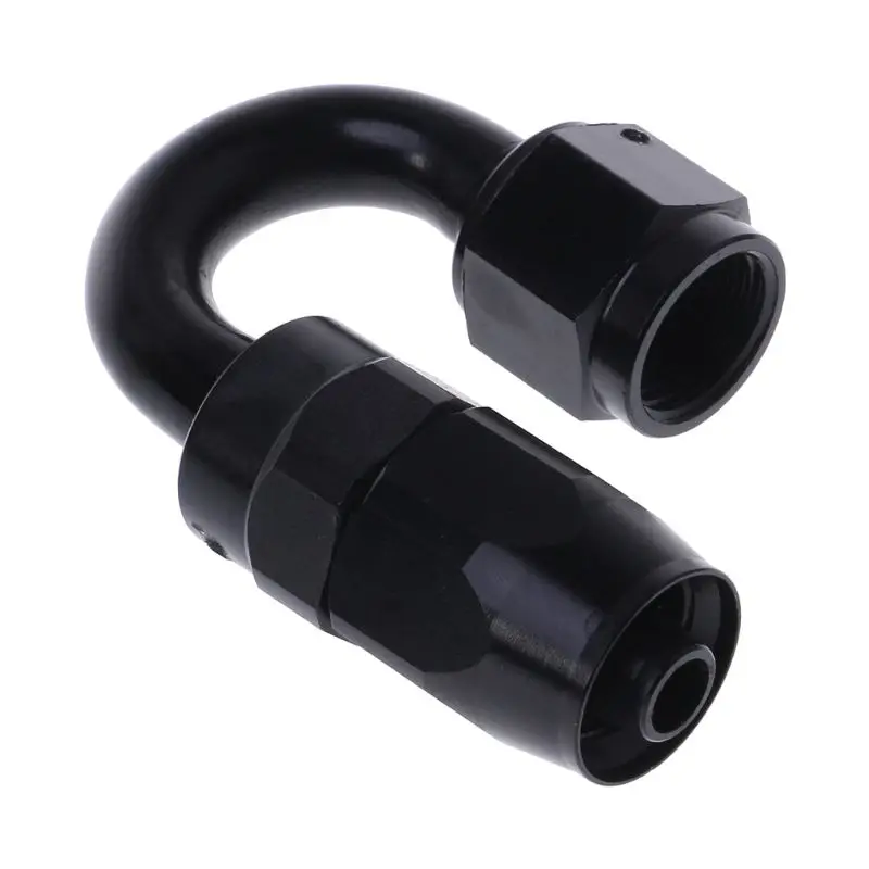 Universal AN8 Straight 45 90 180 Degree Oil Fuel Swivel Hose End Aluminum Alloy Fitting Oil Hose End Adaptor Black A6HE