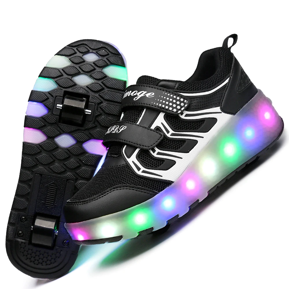 2020 Новые USB зарядка LED красочные Дети Мода кроссовки с двумя колеса роликовые