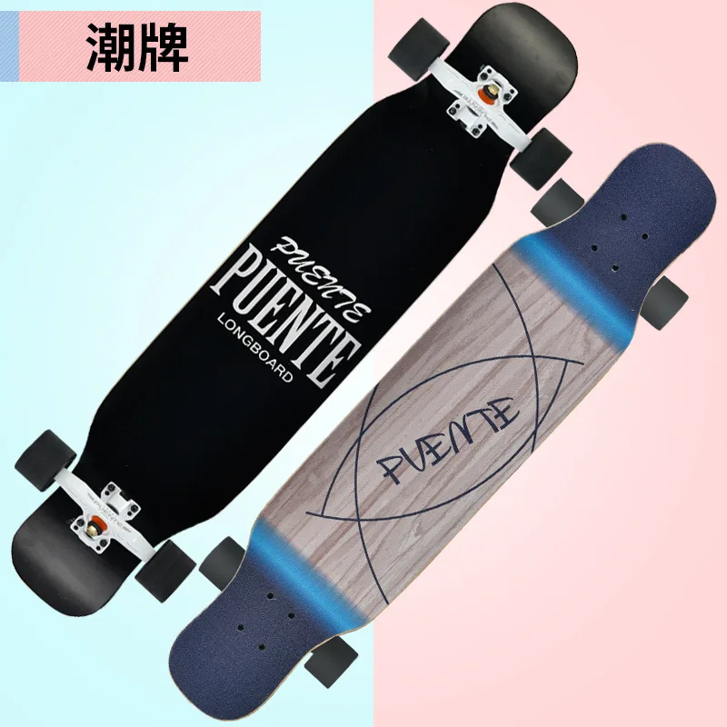Longboard Maple Deck Extreme Sports and Outdoors Double Kick Trick for Beginners and Professionals
