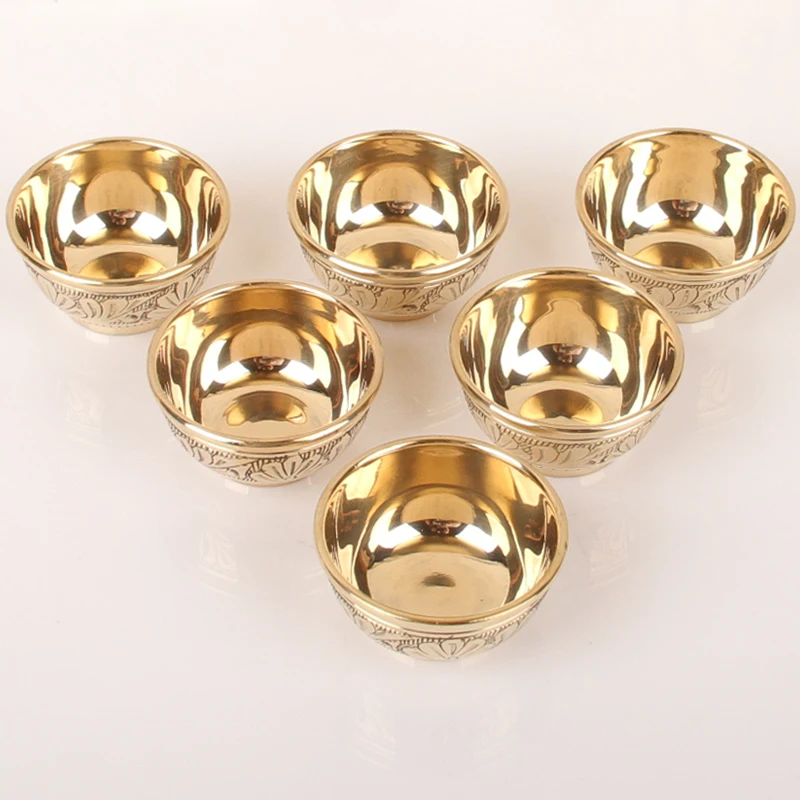 Pure copper wine with white wine light luxury small hip flask white wine glass wine tray set household antique wine supplies