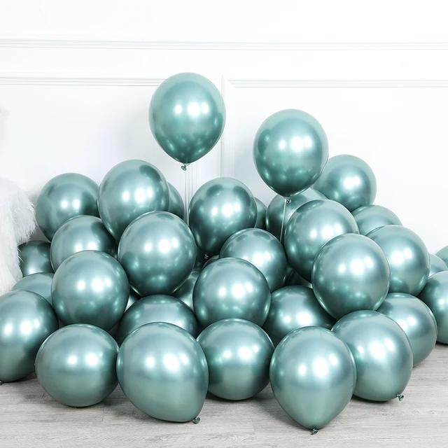 20pcs 12inch New Glossy Baby Pink Metal Pearl Latex Balloon Rose Gold Thick Chrome Metallic Globos Wedding Birthday Party Decor dark green
