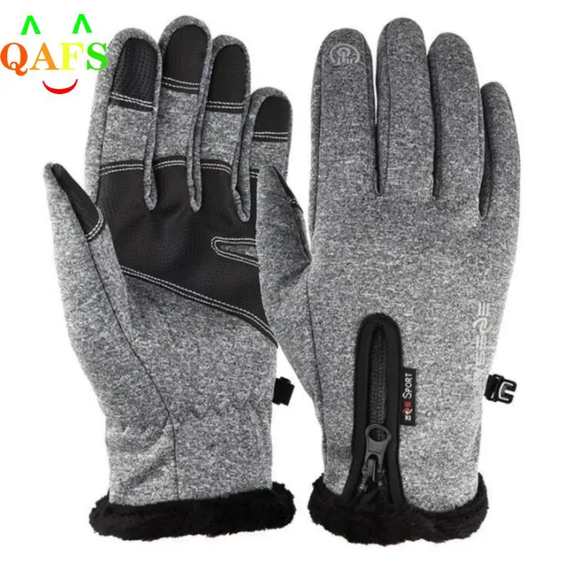 Winter Zipper Outdoor Riding Gloves Windproof Waterproof Touch Screen Gloves