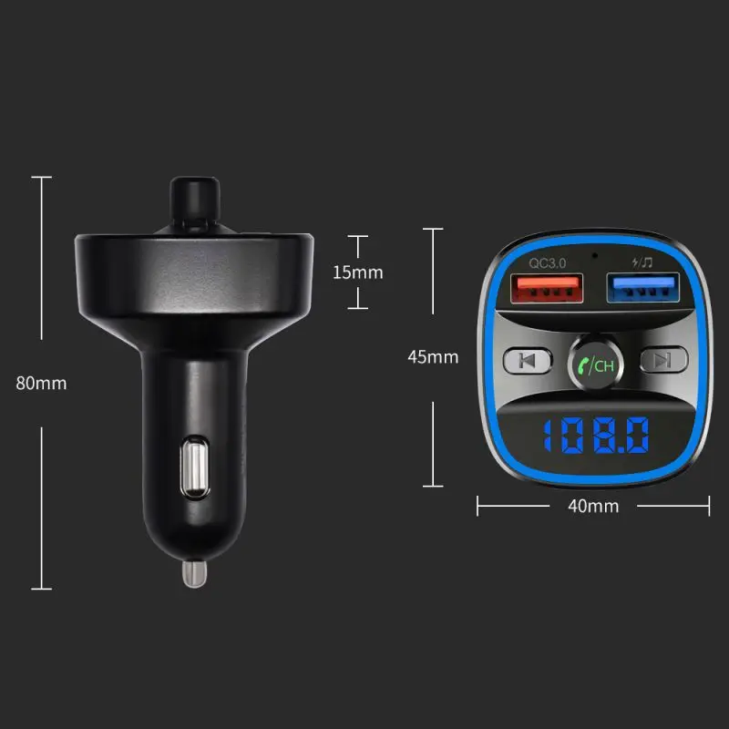 Быстрое зарядное устройство QC3.0 Bluetooth 5,0 fm-передатчик комплект беспроводной связи Bluetooth для автомобиля mp3 плеер дисплей экран Aux модулятор Handfree