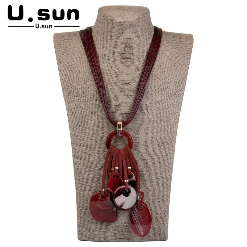 

Vintage Long Necklaces Rope Chains Fashion Geometric Resin Pendant Necklace for Girls Women Acrylic Designer Jewelry Wholesale