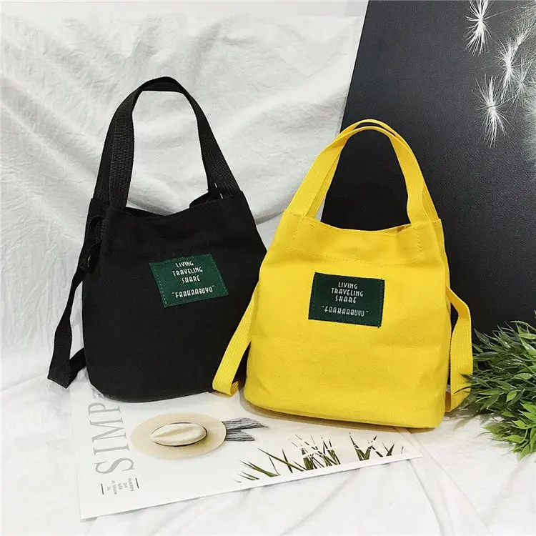 

2019 summer new letter canvas features one shoulder bag Harajuku simple fashion slash bucket bag