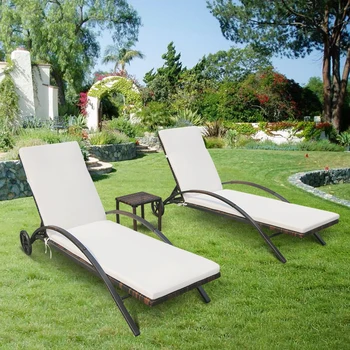 iKayaa 3Pcs/Set Outdoor Sun Lounge Chair 2
