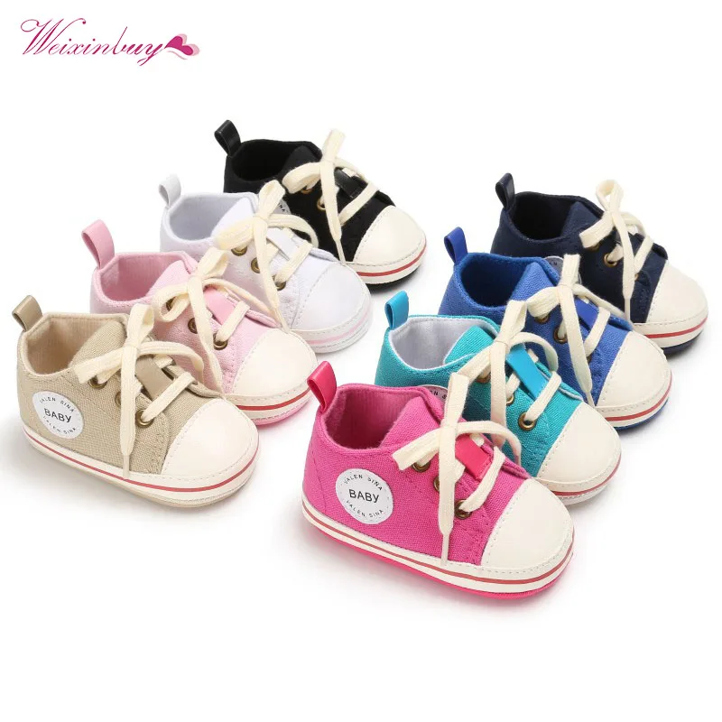  Tennis Baby Shoes Toddler Infant print Canvas first walkers Lace-up Baby Girls Boys Sneakers Prewal