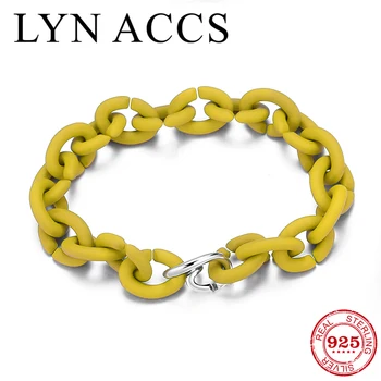 

Silver-color Charms Bead Bracelet Bangle For Women Yellow Hard Rubber Men Bracelets DIY Gifts Fine Jewelry