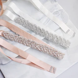 Cinturon De Novia Luxury Beaded Crystal Bridal Belts For Wedding Dresses Ivory Pink Cheap Wedding Belts Sash for Women In Stock