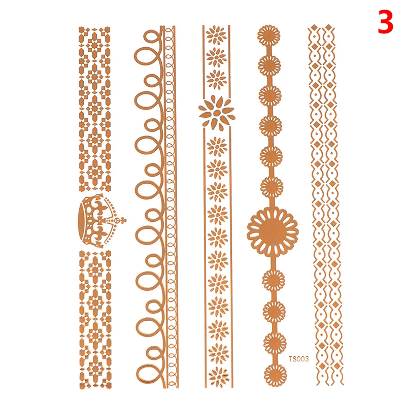 N3 1Piece Flash Leaf Bracelet Gold Metallic Tatoo Temporary Sexy Women Hair Wrist Body Art Jewelry Tattoo Sticker Design - Color: N3