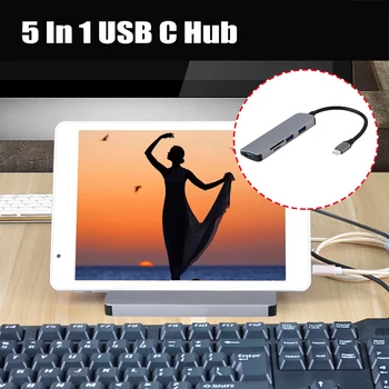 

Universal Data Transfer Aluminum Alloy Plug And Play 5 In 1 Type C Card Reader USB 3.0 TF USB C Hub Multi Ports Extension