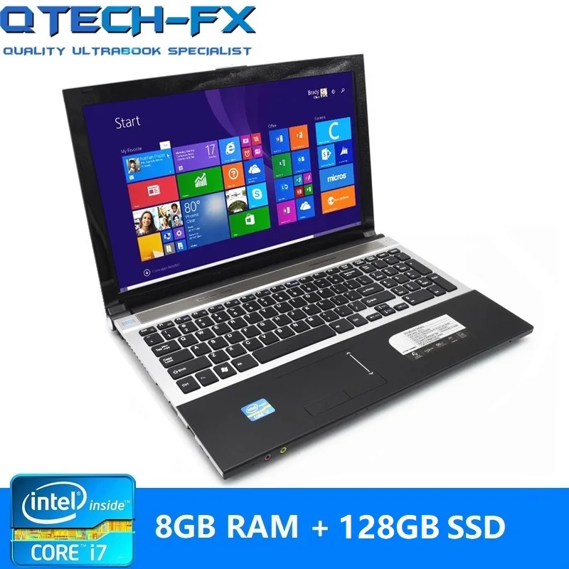 Ноутбук 15," i7 8 ГБ ОЗУ SSD 512 ГБ/256 ГБ быстрый процессор Intel Core i7 Windows 10 BT деловая Арабская еврейская, испанская и русская клавиатура - Цвет: i7-128GB-SSD-BK
