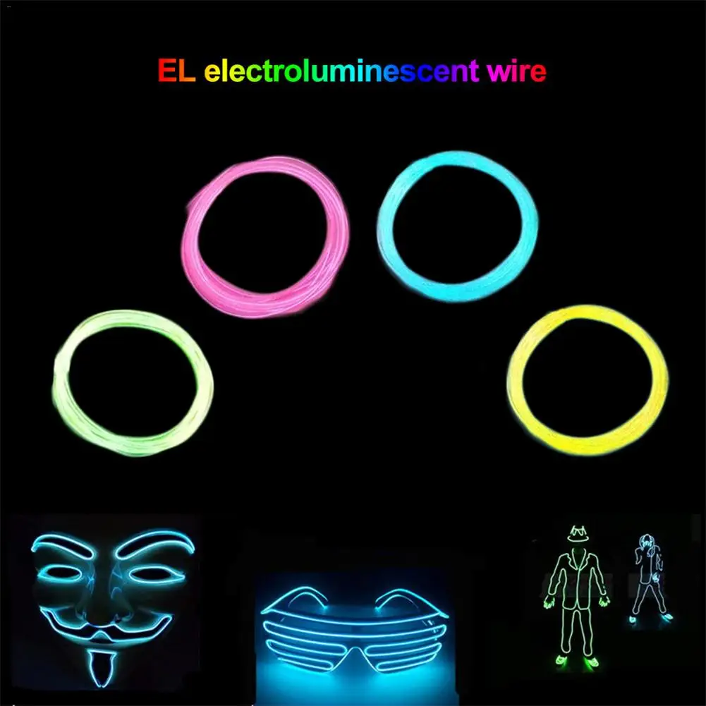 

Luminous Line Portable Neon Cold Light EL Electroluminescent Line 3 M 3V Battery Box Set DIY Halloween Christmas Party Decoratio