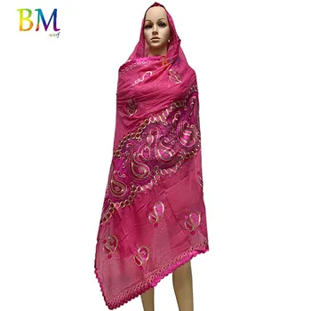 

High Quality women scarfs muslim embroidery scarf cotton match net material soft cotton big scarf for shawls EX64