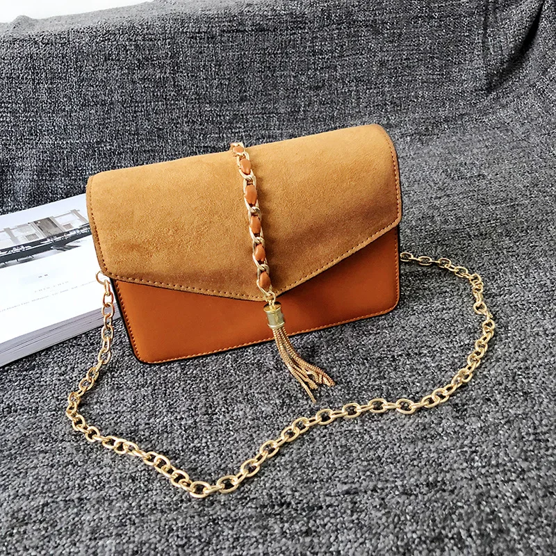 

Korean-style Deerskin Velvet Stereo Qualitative Square Sling Bag Triangular Tassels One-Shoulder Diagonal Handbag Factory Price