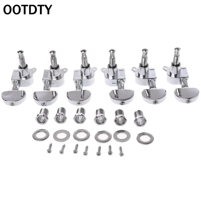 

OOTDTY Profession 6 Chrome Guitar String Tuning Pegs Keys Tuners Machine Heads 3R3L Set suit for guitar