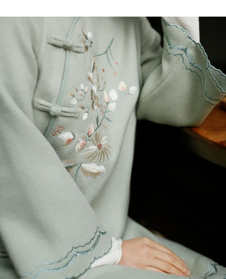 ROJAY стиль Cheongsam утолщенное теплое платье в китайском стиле юное двустороннее шерстяное платье прямое
