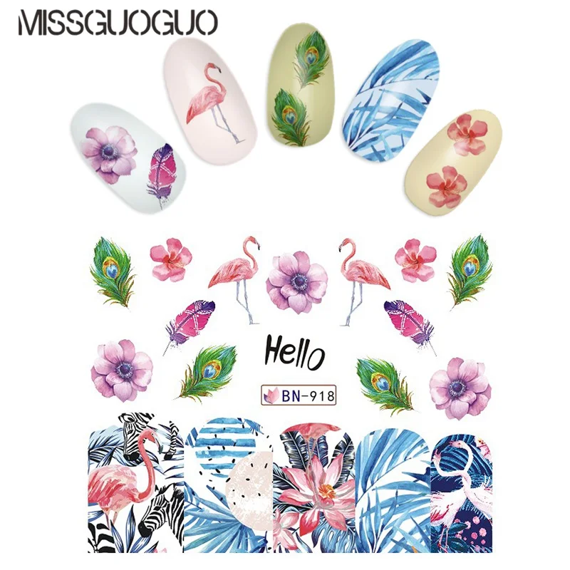 Накладные ногти MISSGUOGUO 1 шт. фламинго для дизайна ногтей наклейки маникюра гвозди