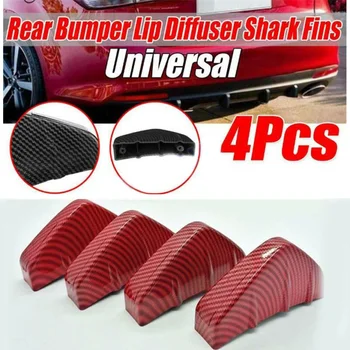

4pcs ABS Plastic Car Rear Bumper Lip Guard Lower Diffuser Shark Fin Spoiler Kit Universal Car Auto Accessories