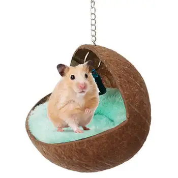 

Dorakitten 1pc Mini Cute Pet Nest Warm Soft Lovely Creative Coconut Shape Hamster Bed Small Pet House Nest Bed Pet Supplies
