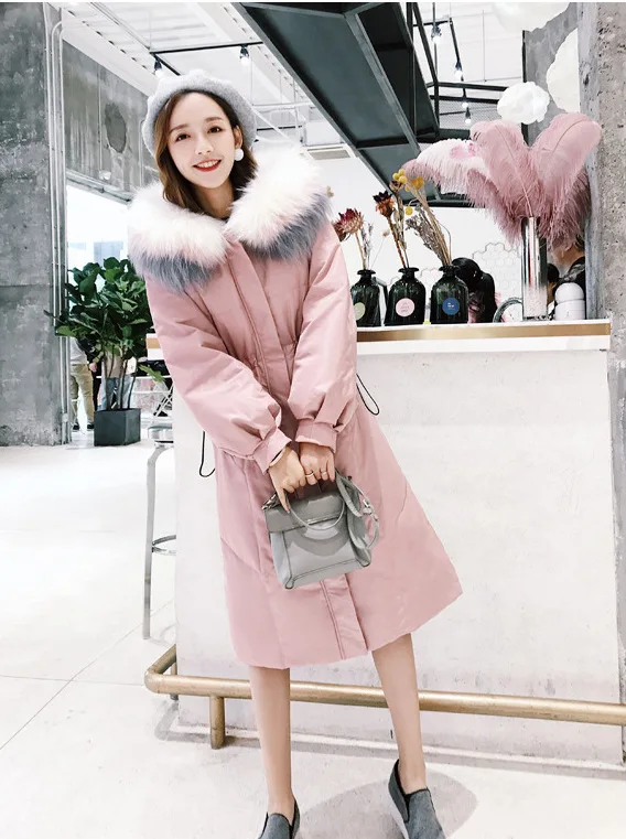 Down Jacket Women's New Style Mid-length Hot Selling White Duck down Coat Korean-style over-the-Knee Coat a Generation of F