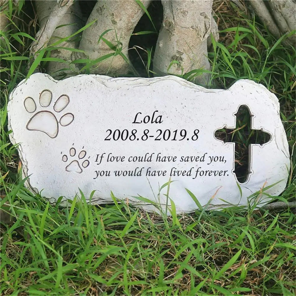 All Blanks Customize Pet Garden Memorial Stone Cross shape Dog Or Cat Garden Stone for Loved Pet Grave Headstone Tombstone