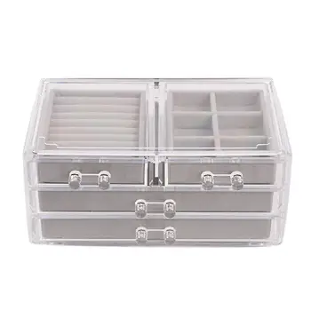 

3-Layer 4-Drawer Transparent Durable Plastic Soft Dustproof Liner Jewelry Watch Storage Box Case