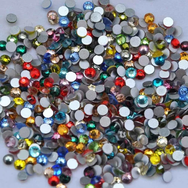 ss2~ss12 AAAAA Top Quality Crystal Non Hotfix Rhinestone Super Bright Glass Strass 3D Nail Art Decoration DIY Dress Clothing - Цвет: Mix Colors