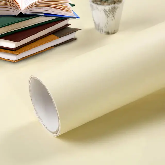 Shiny White Self-Adhesive Peel & Stick in Rolls Waterproof Wallpaper Furniture Films PVC Oil-proof Wall Stickers Kitchen Cabinet Matt Creamy White