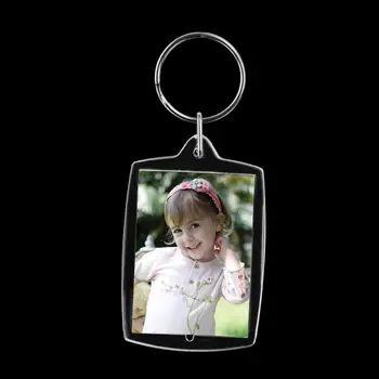 

100pcs Rectangle Transparent Blank Acrylic Insert Photo Picture Frame Keyring Keychain Key Holder DIY Split Ring Key Chain Gift