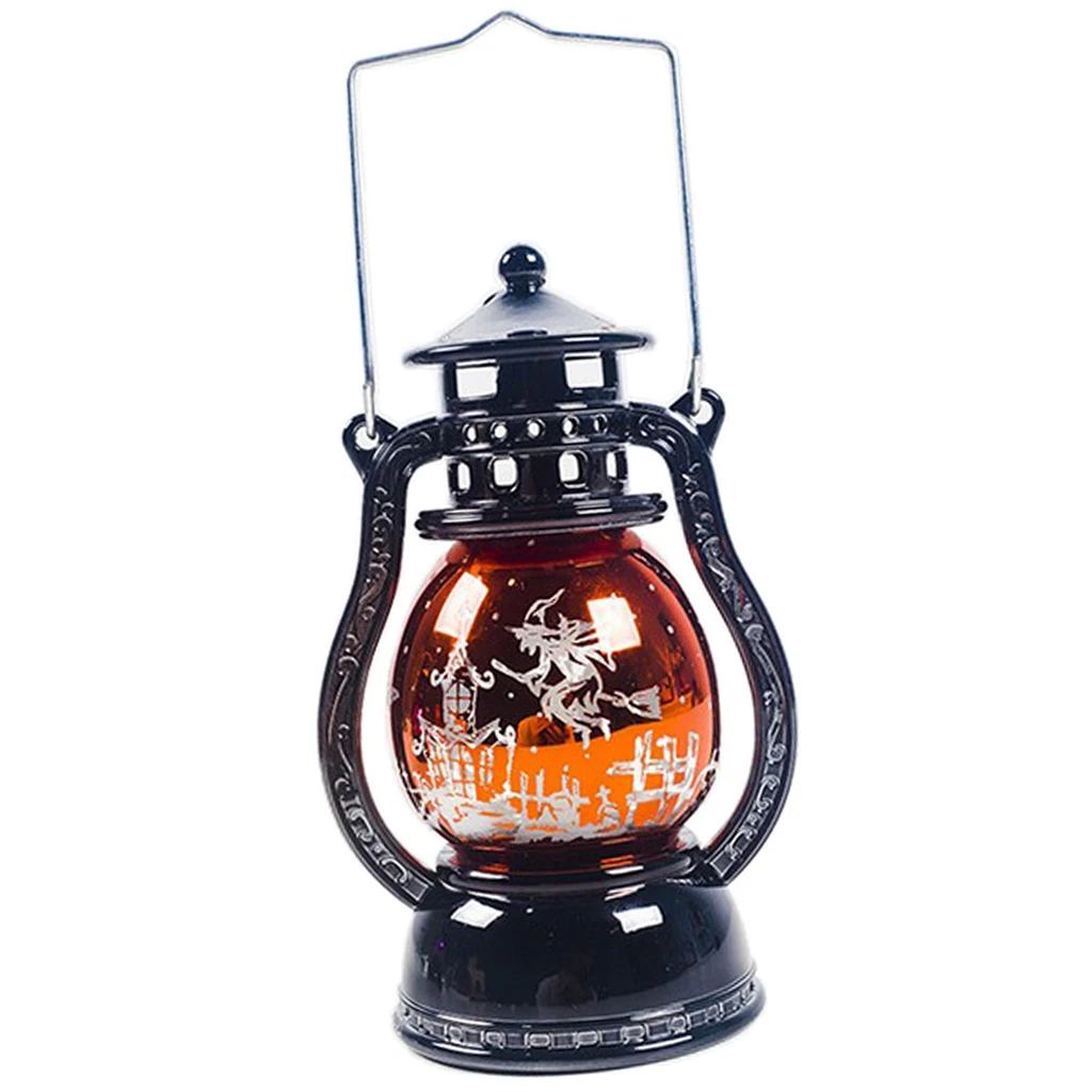 Vintage Style Halloween Hanging Hurricane Lantern LED Lights Outdoor Party Decoration