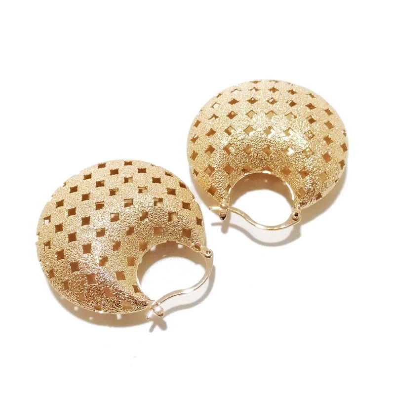 

SRCOI Bohemian Gold Silver Color Stereoscopic Hollow Star Round Earring Fashion Romantic Simple Matte Circle Bag Hoop Earrings