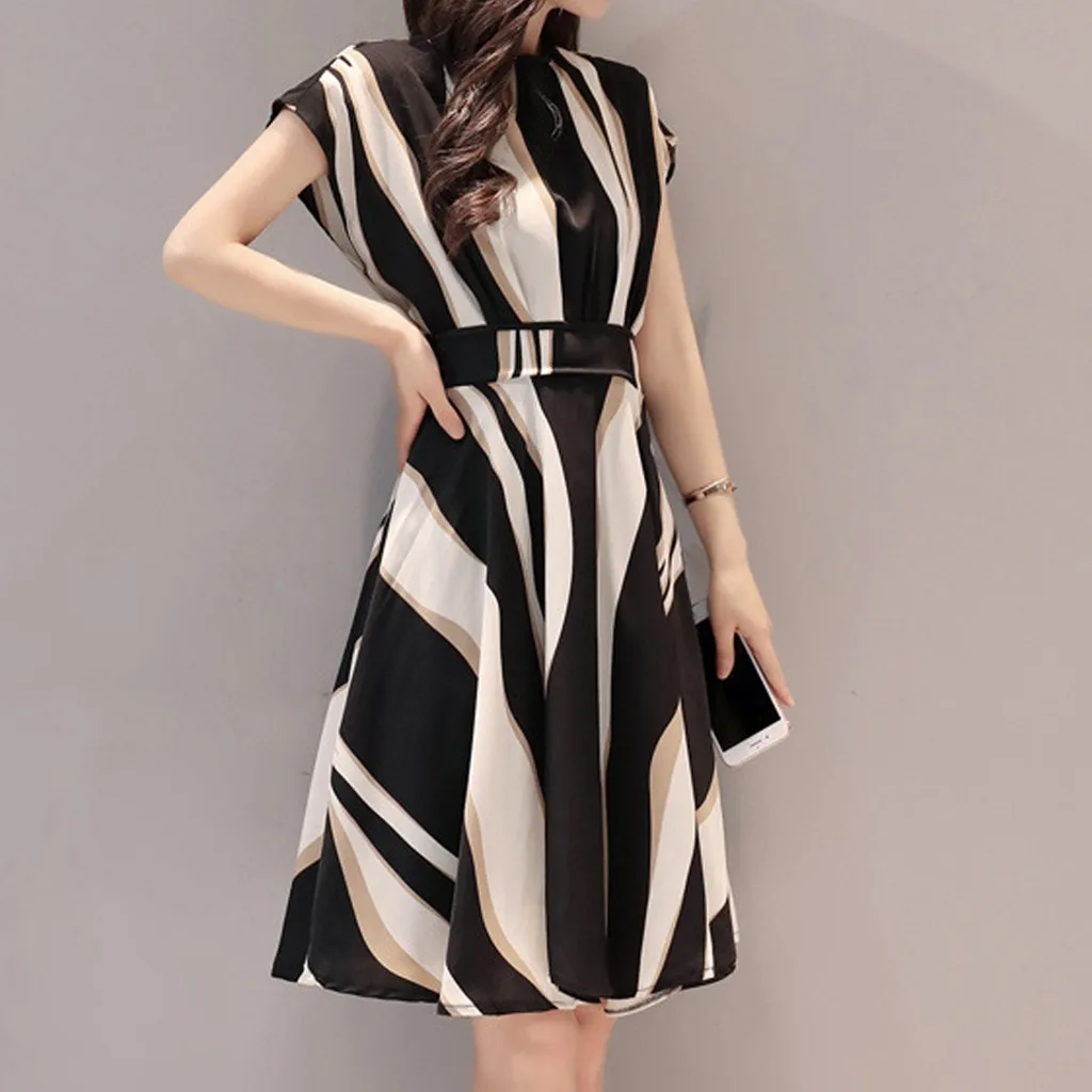 Women Elegant A-line Dress Vintage Business Party Vestidos Short Sleeve Knee Length Slim Autumn Winter Dress Vestidos#E2