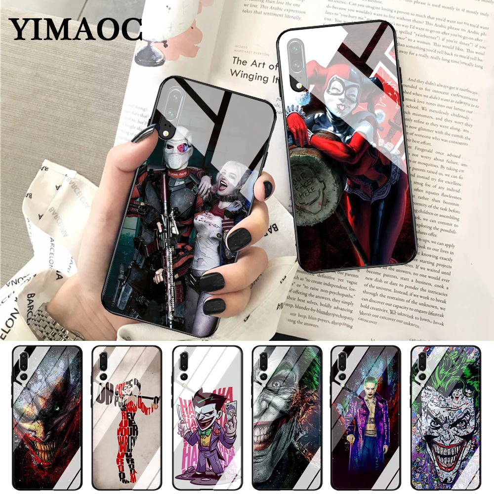YIMAOC suicide squad Joker harley quinn Glass Case for Huawei P10 lite P20 Pro P30 P Smart honor 7A 8X 9 10 Y6 Mate 20 |
