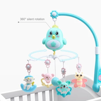 

Baby Kids Rattle Toys Bed Bell Cartoon Animal Baby Rattle Musical Mobile Cradle Rotating Bracket Toys for 0-12 Months Newborn