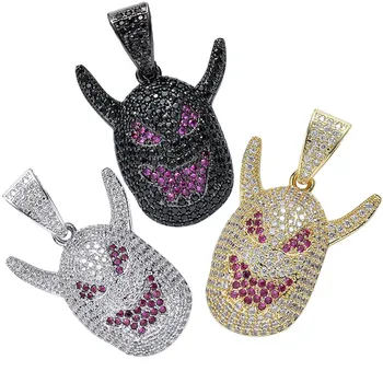 

Hip Hop Demons Pendant Necklaces For Men Women Charm Chain Jewelry Gifts 3 Colors Full Micro Pave Zircon Necklaces