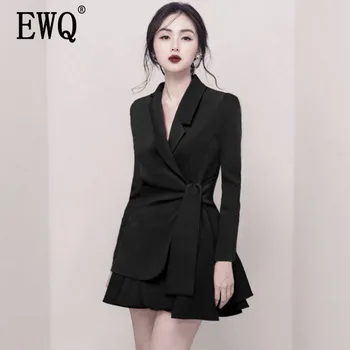

[EWQ] 2020 New Spring And Summer Fashion Women Office Lady Dress Notched High Waist Sexy Female Mini Dresses WF11303L
