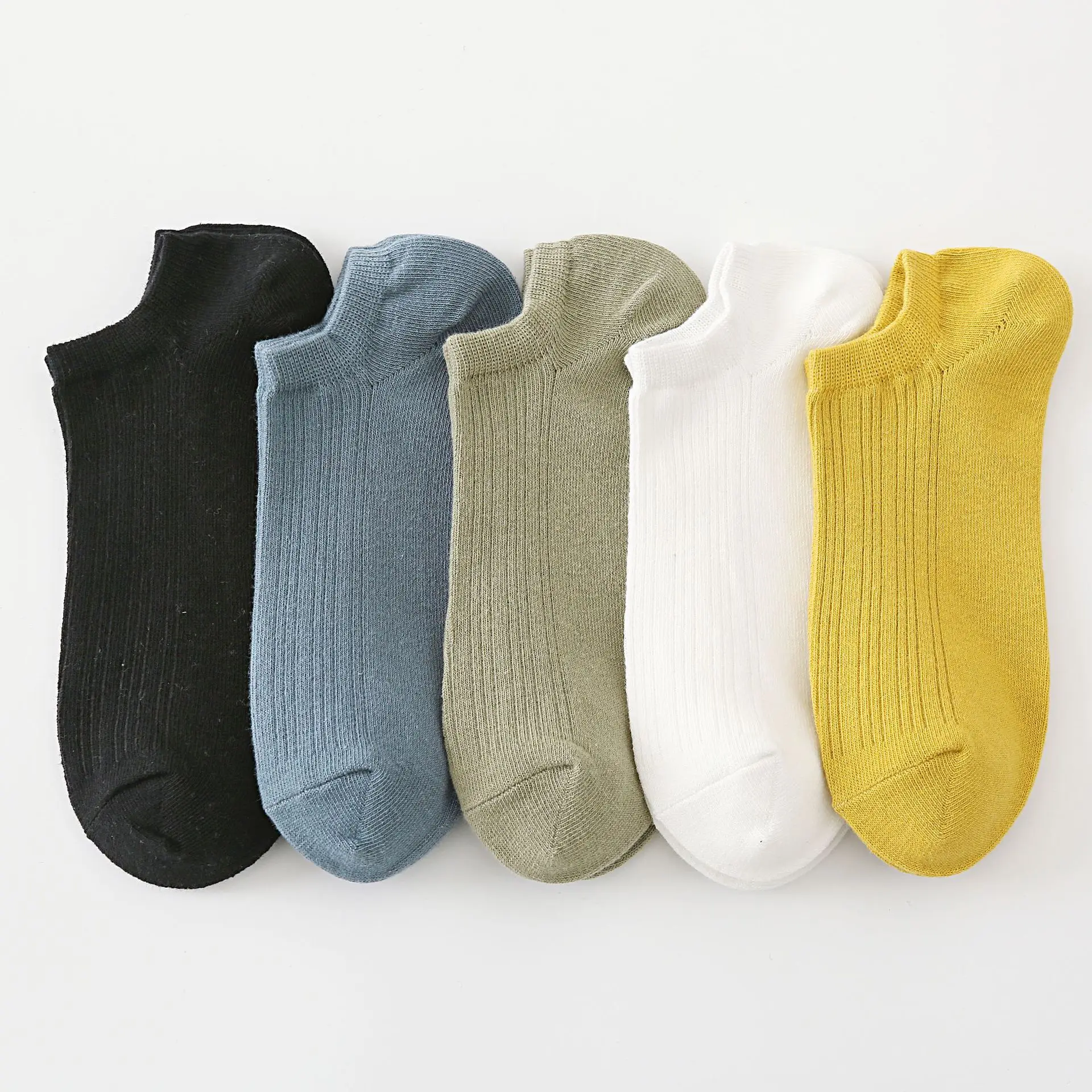 5 Pairs Men Socks New Spring summer Products Pure Color The Shallow Mouth Soft Breathable Cotton Breathable Wholesale