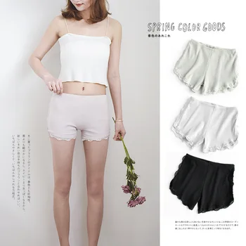 

Spring and Summer New Product Cotton Lace Safety Pants Solid Color Sweet Breathable Panties with Side Slits Short Feminino 2020